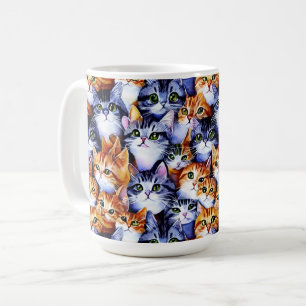 Mug Face de chat impression collage sans couture motif