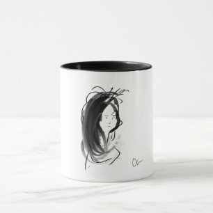 Mug Face of woman to the long hair