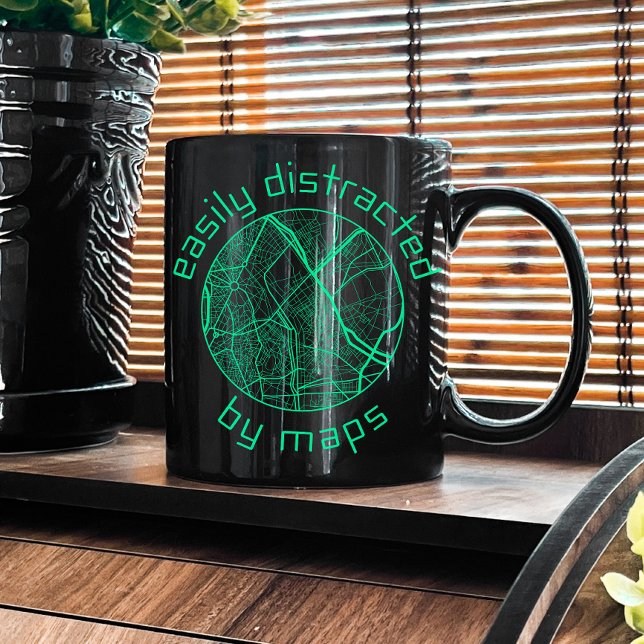 Mug Facilement Distrait Par Cartes, Cartographie, Cart (Créateur téléchargé)