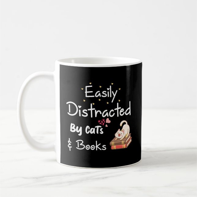 Mug Facilement Distrait Par Chats Et Livres Chat Et Li (Gauche)