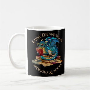 Mug Facilement Distrait Par Dragons Et Livres Cadeau N