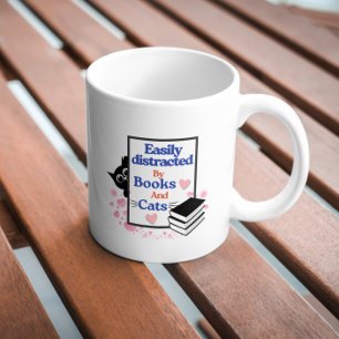 Mug Facilement distrait par les chats et les livres Mu
