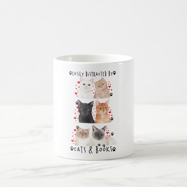 Mug Facilement Distrait Par Les Chats Et Livres (Centre)