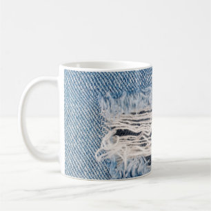 Mug Faded jeans bleus déchirés, Textures déchiré j