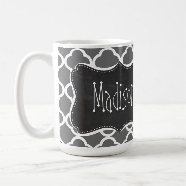 Mug Faible Quatrefoil gris ; Regard de tableau (Gauche)
