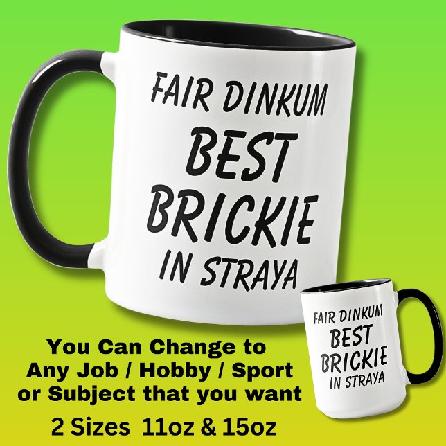 Mug Fair Dinkum BEST BRICKIE (Bricklayer) en Straya (Créateur téléchargé)