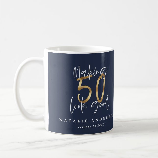 Mug Faire 50 look bonne or fête anniversaire coff (Gauche)