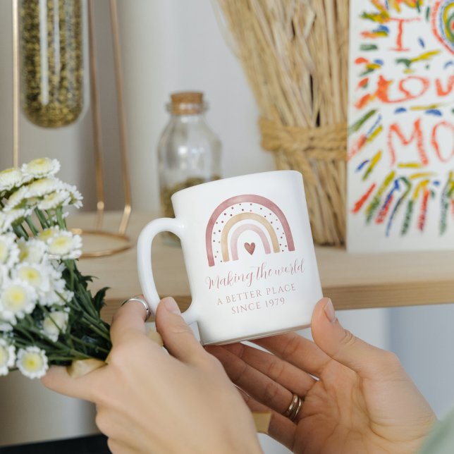 Mug Faire du monde un meilleur endroit pour Anniversai (Créateur téléchargé)