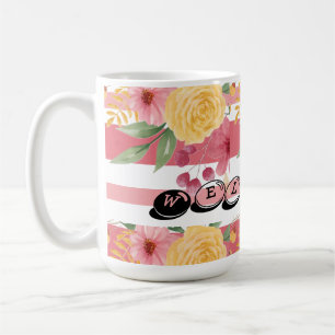Mug Faire-part de Fiançailles Floral Élégant & Noms