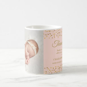 Mug Faire-part de naissance rose pour fille Merci pour