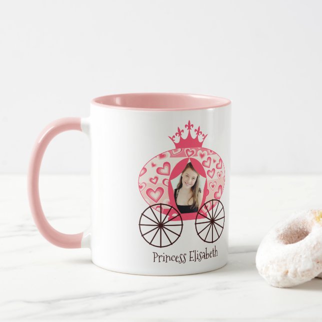 Mug Fairytale Royal Princess Carriage Girl Anniversair (Avec donut)