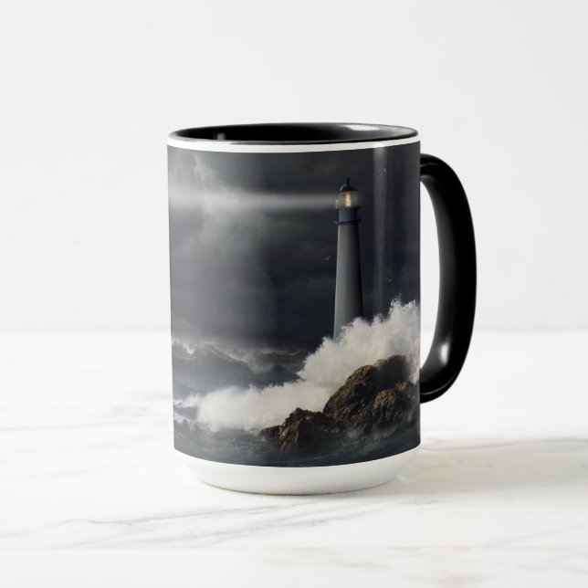 Mug Faisceau lumineux dans l'océan orageux (Devant droit)