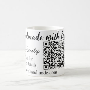 Mug Fait à la main avec amour code Q R site web petite