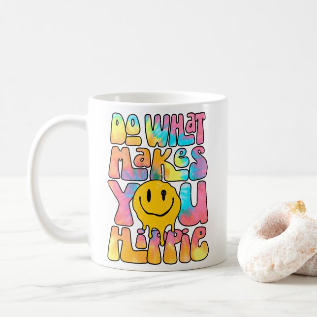 Mug Faites Ce Qui Vous Rend Joyeux, Rétro Hippie Joyeu (Avec donut)