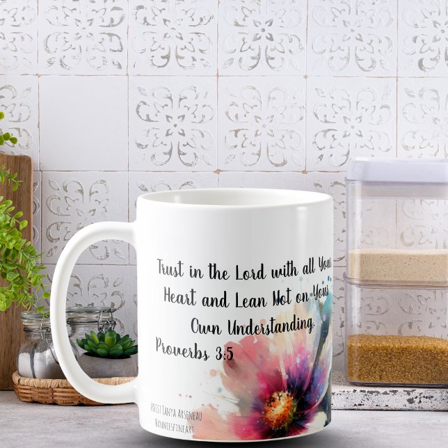 Mug Faites Confiance Au Seigneur. (Bible Verse And Floral)