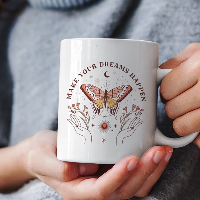 Mug Faites vos rêves se produire Boho Butterfly (Créateur téléchargé)