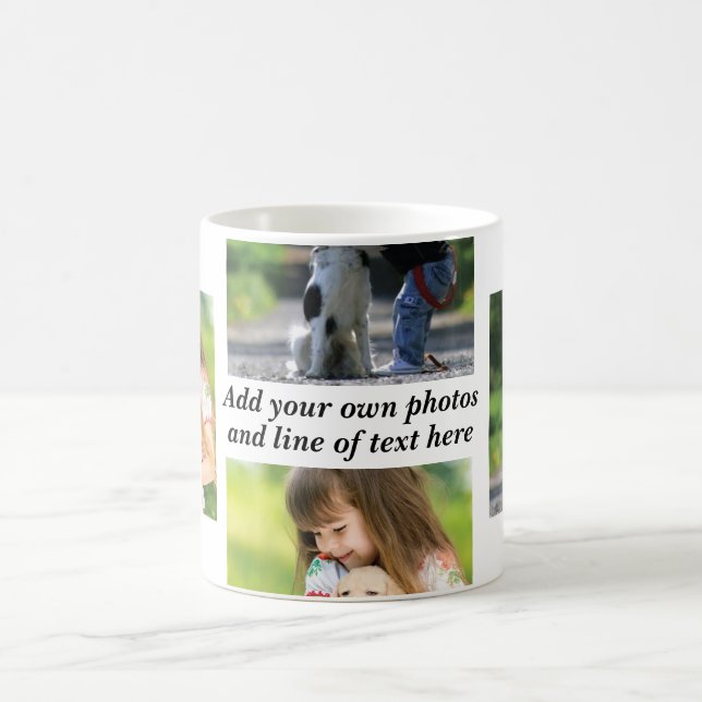 Mug Faites votre propre collage photo et texte (Centre)