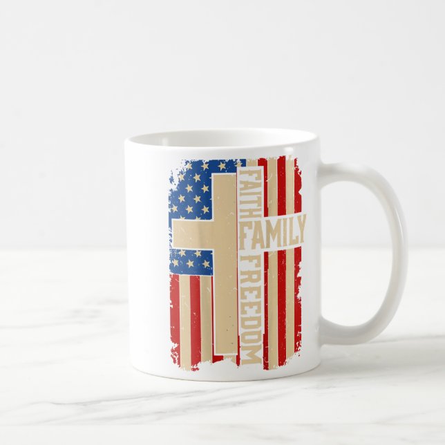 Mug Faith Family Dom Patriotic Christian On-back God C (Droite)