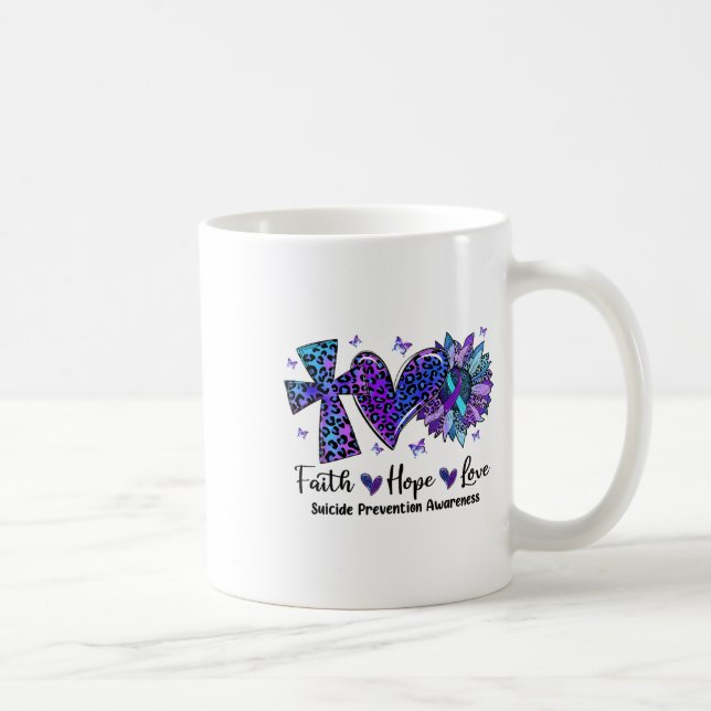 Mug Faith Hope Love Sunflower Leopard Suicide Awards (Droite)