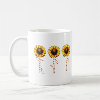 Mug Faith Hope Love Sunflower Personnalisée