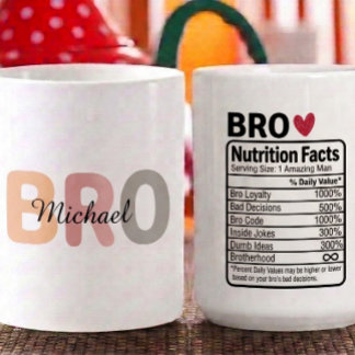 Mug Faits nutritionnels de frère personnalisés Nom, tr