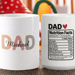 Mug Faits nutritionnels personnalisés pour papa Nom &