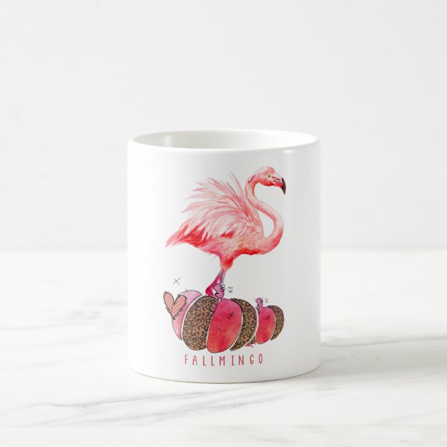 Mug Fallmingo Flamant rose Automne Citrouille Aquarell (Centre)