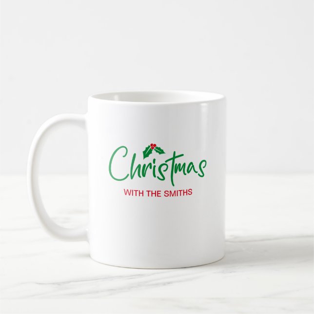 Mug Famille Christmas | Minimaliste Family Nom (Gauche)