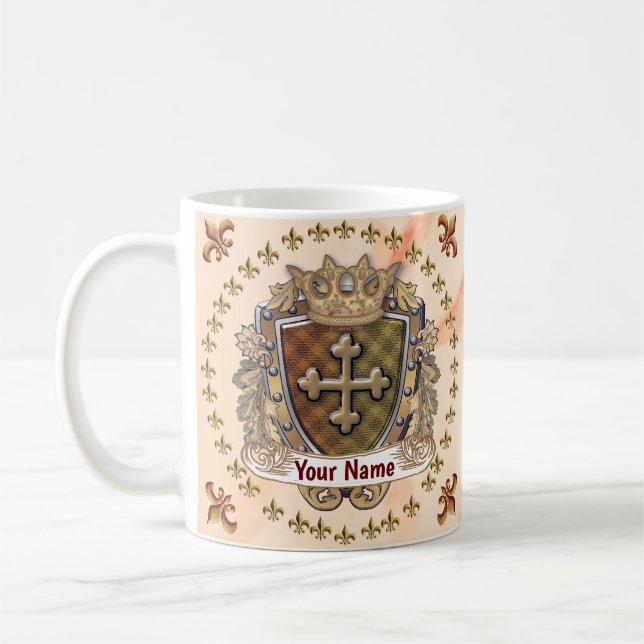 Mug Famille Crest personnalisé Nom de famille mule (Gauche)