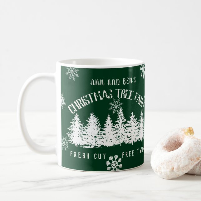 Mug Famille de l'arbre de Noël de l'exploitation agric (Avec donut)
