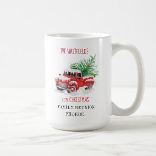 Mug Famille de Noël Réunion Rouge Truck Custom
