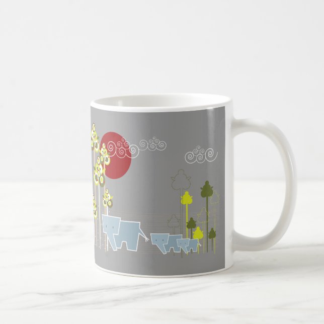 Mug Famille D'Éléphants Whimsical Dans La Forêt Et Le  (Droite)