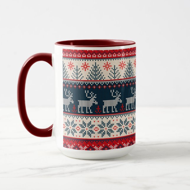Mug Famille Faux Knit Motif Thème nordique (Gauche)