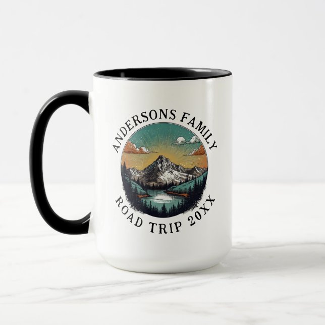 Mug Famille Réunion Road Trip Mountain Personnalisé (Gauche)