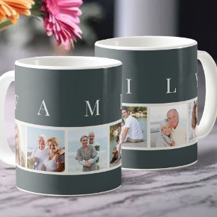 Mug FAMILLE Typographie moderne et 6 ardoise photo per