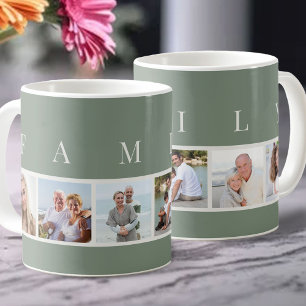 Mug FAMILLE Typographie moderne et Custom 6 Photo Gree