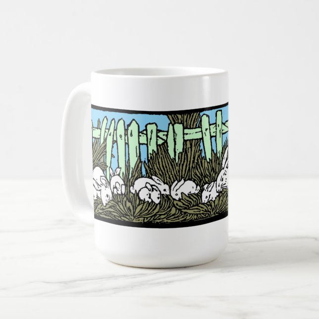Mug Famille vintage de lapins lapins (Devant gauche)