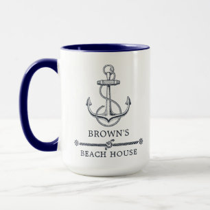 Mug Family Beach House Ancre nautique