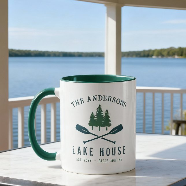 Mug Family Lake House Bateau Russe moderne Oar Pine Tr (Créateur téléchargé)