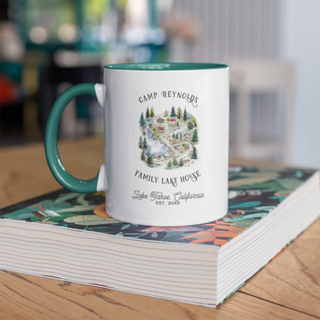 Mug Family Lake House | Monogramme de la carte cabine (Créateur téléchargé)