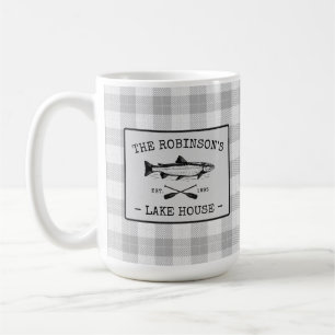 Mug Family Lake House Oars Poisson Blanc Plat Grand