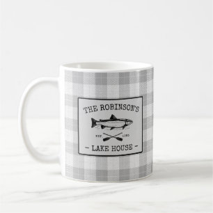 Mug Family Lake House Oars Poisson Russe Blanc Plaid