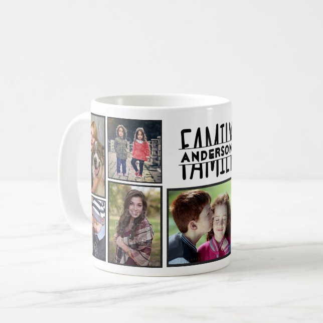 Mug Family Photo Collage 9 Photos Ajouter un nom Easy  (Devant gauche)