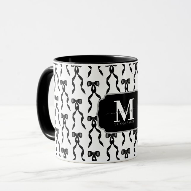 Mug Fancy Black Bow Monogramme (Devant gauche)