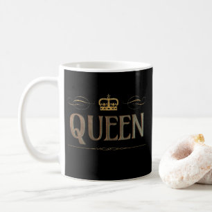 Mug Fancy Queen Lettering - Grand Moyen-Age Royal Crow
