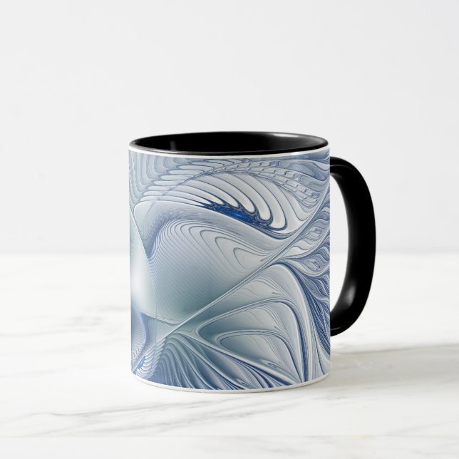 Mug Fantaisie dynamique Abstrait Tons bleus Art fracta (Devant droit)