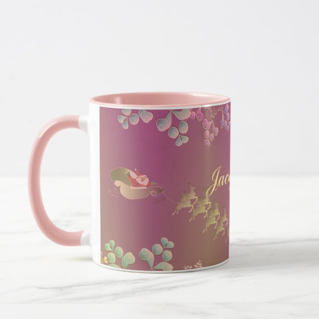 Mug Fantaisie Père Noël Reindeer & Snowflakes Purple M (Gauche)