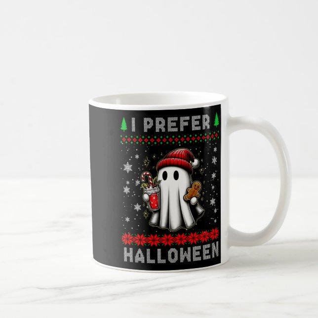 Mug Fantôme de Noël Je Préfère Halloween Noël Moche Ho (Droite)