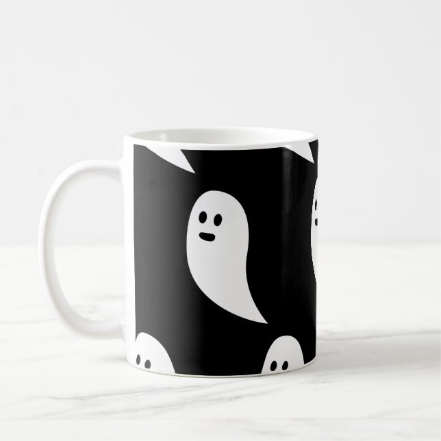 Mug Fantôme Halloween noir blanc mignon motif (Gauche)