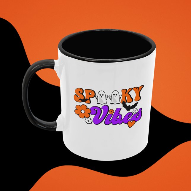 Mug Fantômes de vibes éffrayantes (Start your day with coffee and spooky vibes!
)
